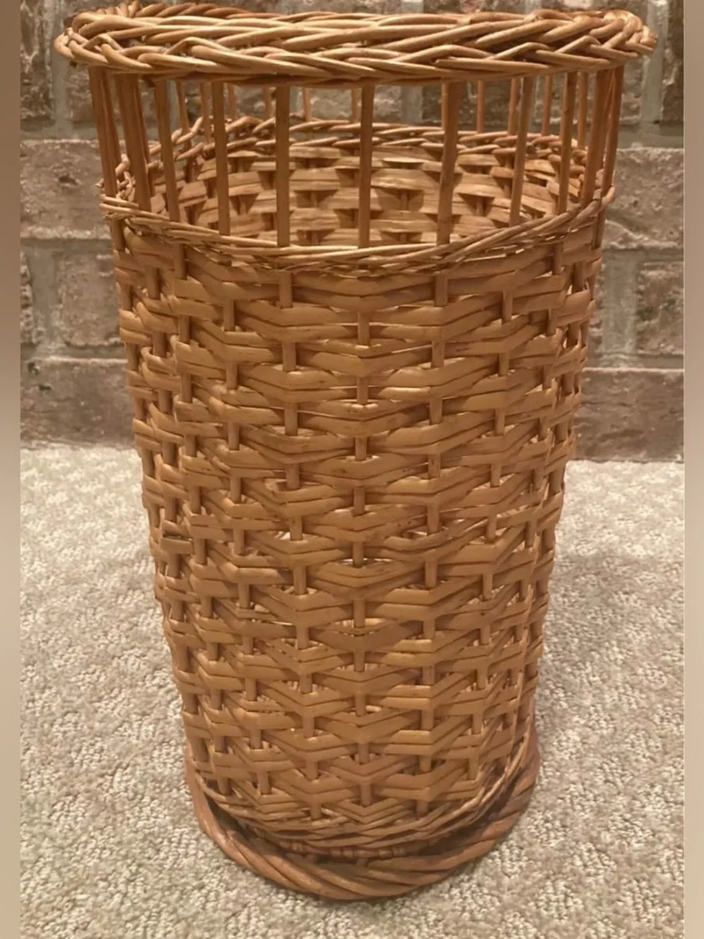 Vintage Wicker Rattan Waste Basket